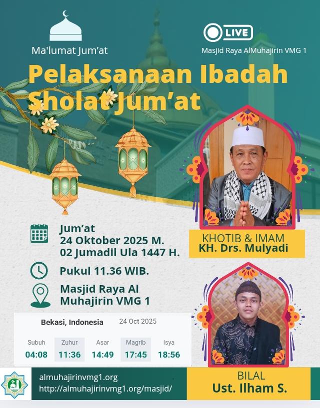 Khotib,Imam dan Bilal Jumat 24 Oktober 2025